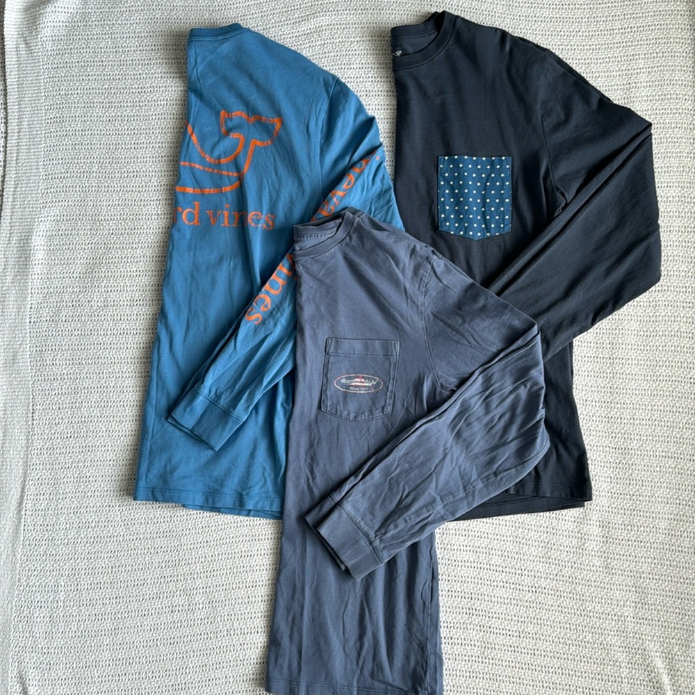Vineyard Vines Mens XS and Small long sleeve pocket t-shirts (set of 3)